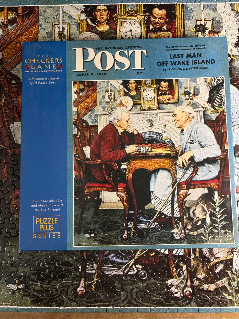 🧩 500 piece The Saturday Evening Post Plus Series “The Checkers Game”. Complete